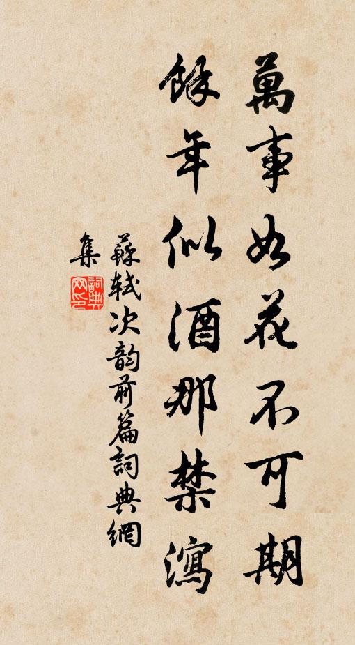 苏轼万事如花不可期，余年似酒那禁泻书法作品欣赏