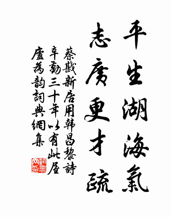 蔡戡平生湖海气，志广更才疏书法作品欣赏
