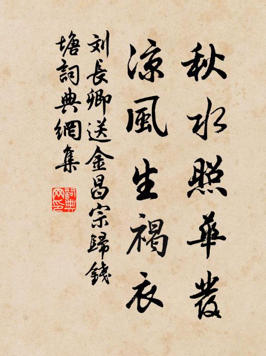 刘长卿秋水照华发，凉风生褐衣书法作品欣赏