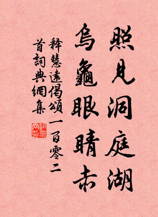 释慧远照见洞庭湖，乌龟眼睛赤书法作品欣赏