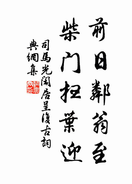 司马光前日邻翁至，柴门扫叶迎书法作品欣赏