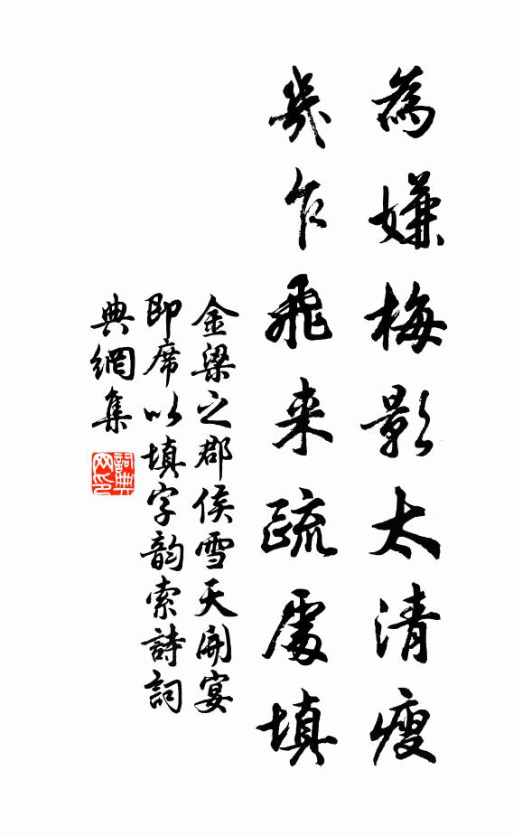 金梁之为嫌梅影太清瘦，几乍飞来疏处填书法作品欣赏