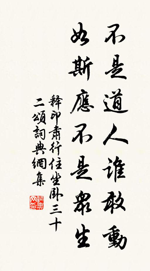 释印肃不是道人谁敢动，如斯应不是众生书法作品欣赏
