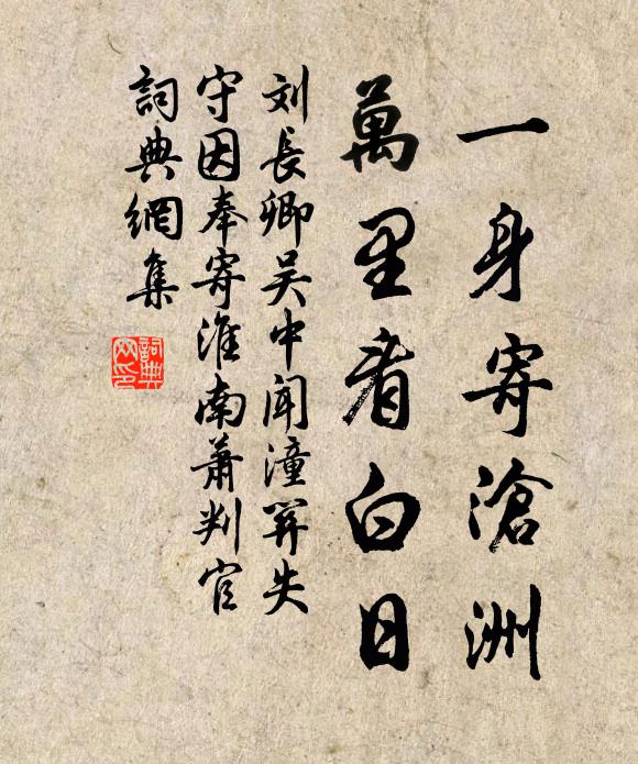 刘长卿一身寄沧洲，万里看白日书法作品欣赏