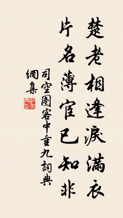 司空图楚老相逢泪满衣，片名薄宦已知非书法作品欣赏