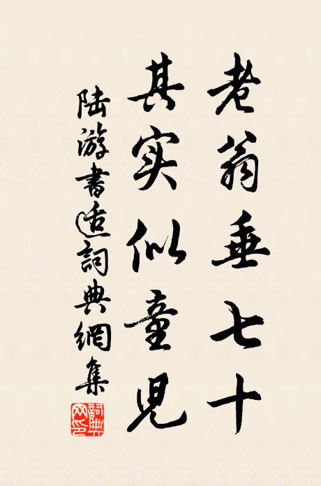 陆游老翁垂七十，其实似童儿书法作品欣赏
