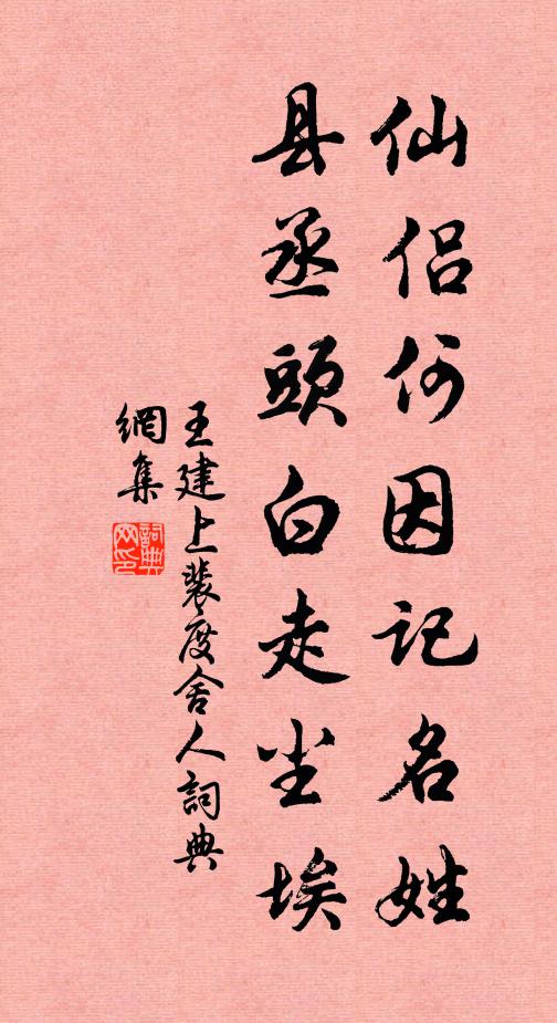 王建仙侣何因记名姓，县丞头白走尘埃书法作品欣赏