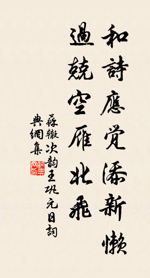 苏辙和诗应觉添新懒，过兢空雁北飞书法作品欣赏