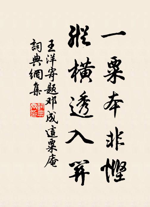 王洋一粟本非悭，纵横透入关书法作品欣赏