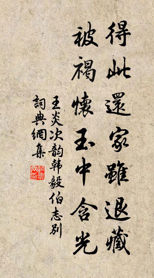 王炎得此还家虽退藏，被褐怀玉中含光书法作品欣赏