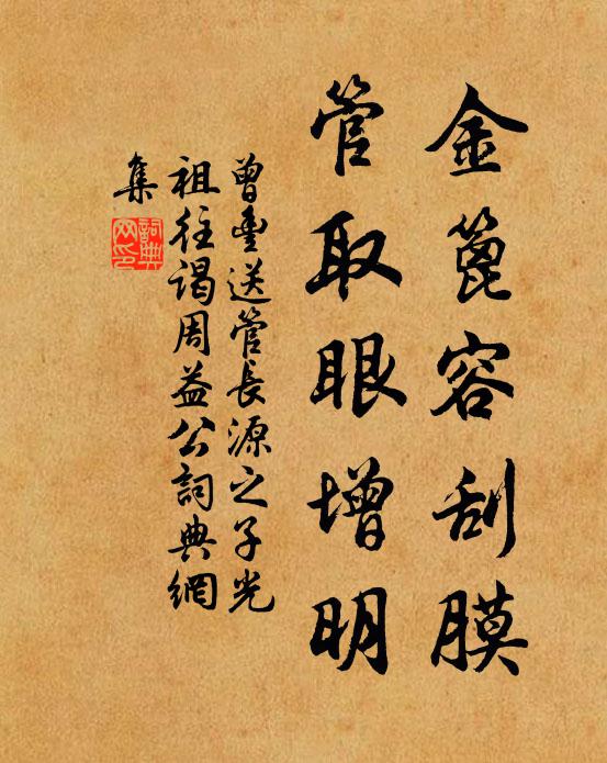 曾丰金篦容刮膜，管取眼增明书法作品欣赏