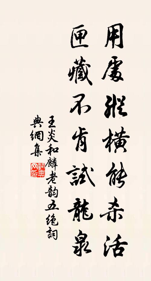 王炎用处纵横能杀活，匣藏不肯试龙泉书法作品欣赏