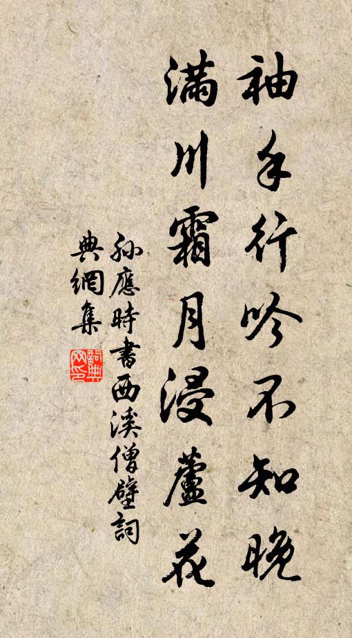 孙应时袖手行吟不知晚，满川霜月浸芦花书法作品欣赏