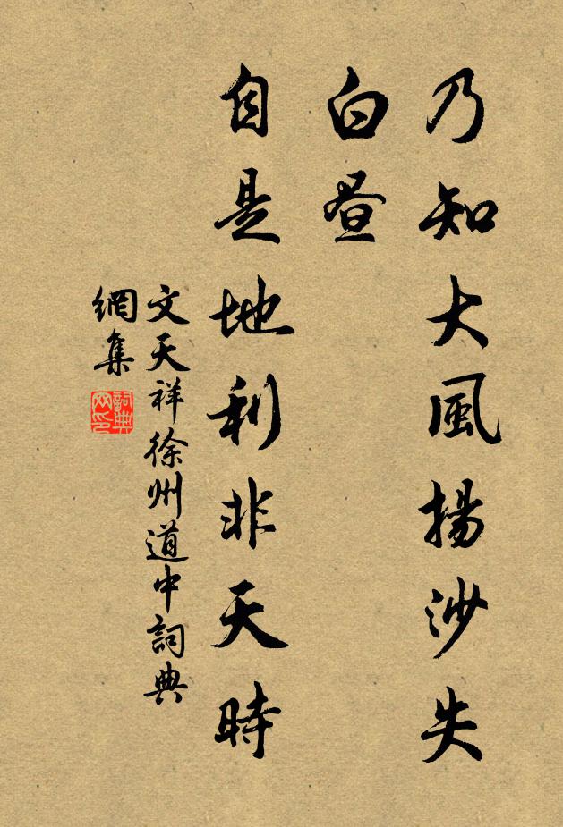 文天祥乃知大风扬沙失白昼，自是地利非天时书法作品欣赏