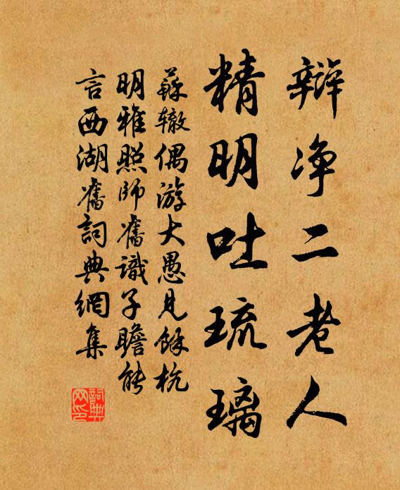 苏辙辩净二老人，精明吐琉璃书法作品欣赏