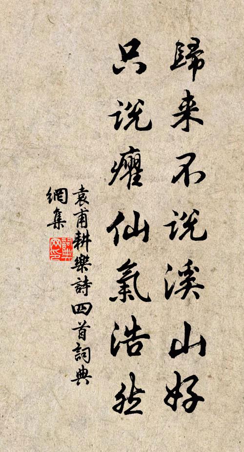 袁甫归来不说溪山好，只说癯仙气浩然书法作品欣赏