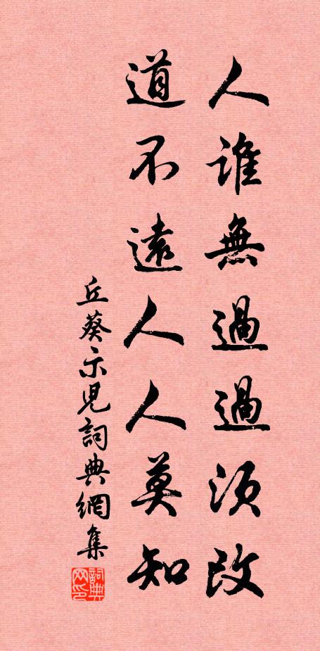 丘葵人谁无过过须改，道不远人人莫知书法作品欣赏