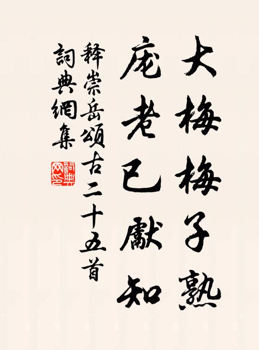 释崇岳大梅梅子熟，庞老已先知书法作品欣赏