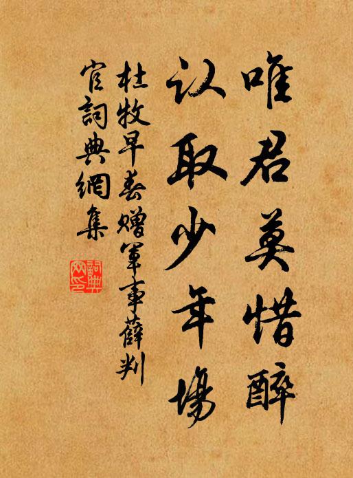 杜牧唯君莫惜醉，认取少年场书法作品欣赏
