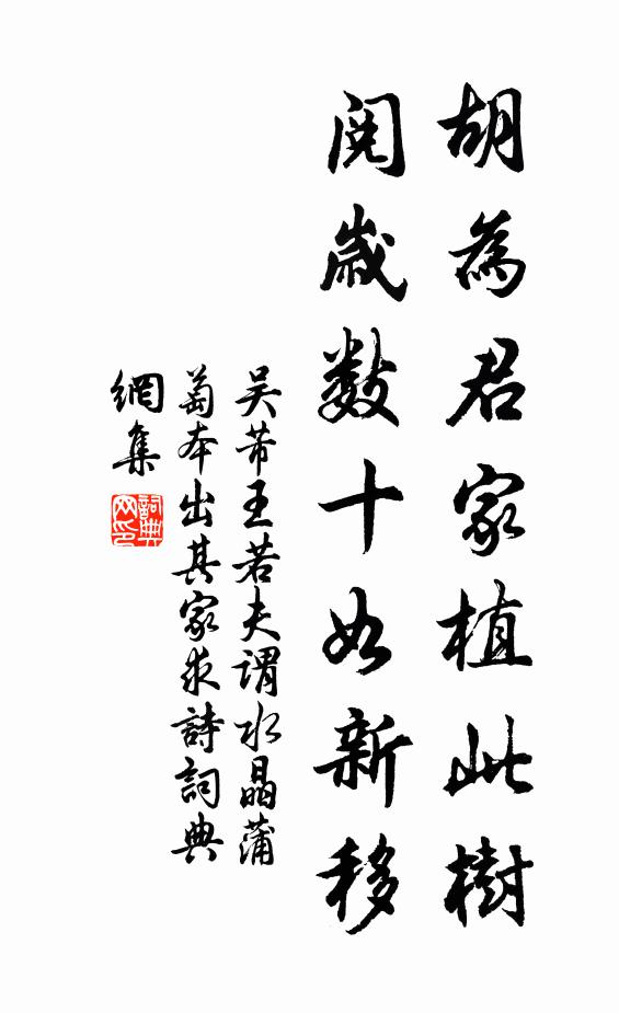 吴芾胡为君家植此树，阅岁数十如新移书法作品欣赏