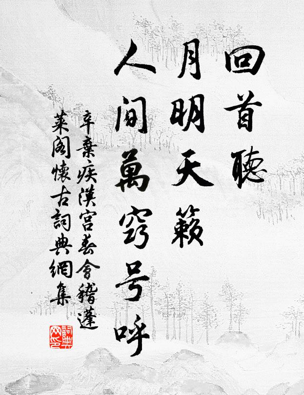 辛弃疾回首听，月明天籁，人间万窍号呼书法作品欣赏