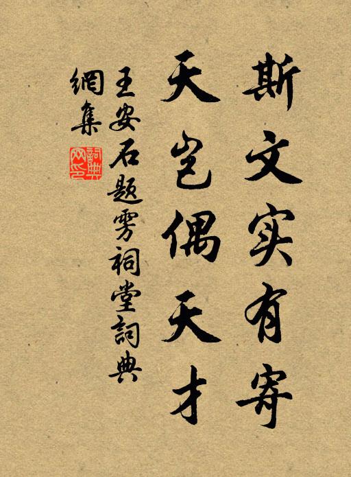 王安石斯文实有寄，天岂偶天才书法作品欣赏