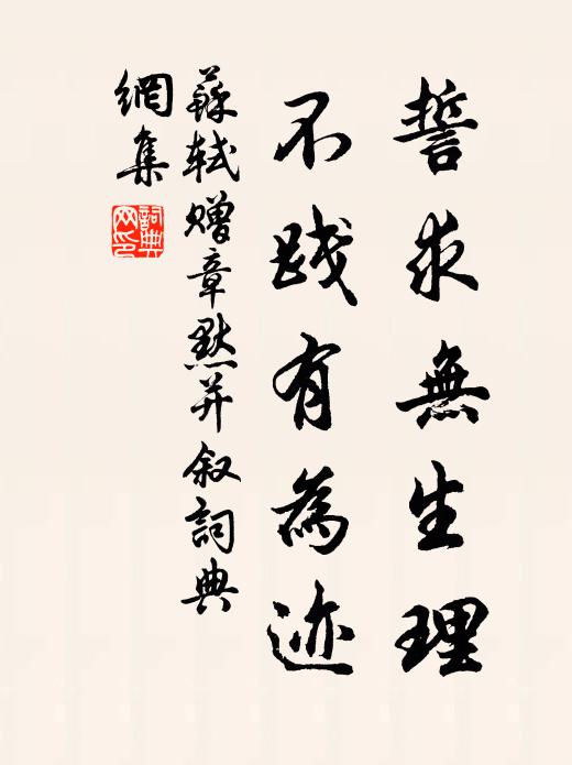 苏轼誓求无生理，不践有为迹书法作品欣赏