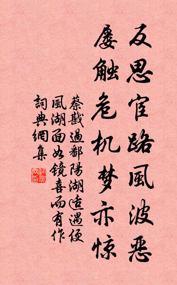 蔡戡反思宦路风波恶，屡触危机梦亦惊书法作品欣赏