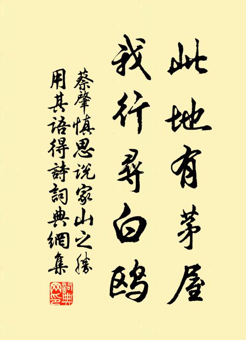 蔡肇此地有茅屋，我行寻白鸥书法作品欣赏