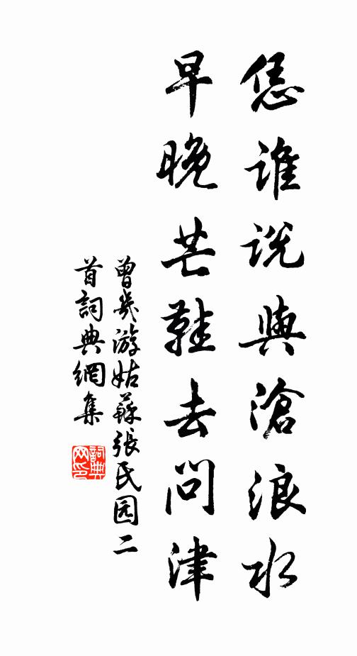 曾几恁谁说与沧浪水，早晚芒鞋去问津书法作品欣赏
