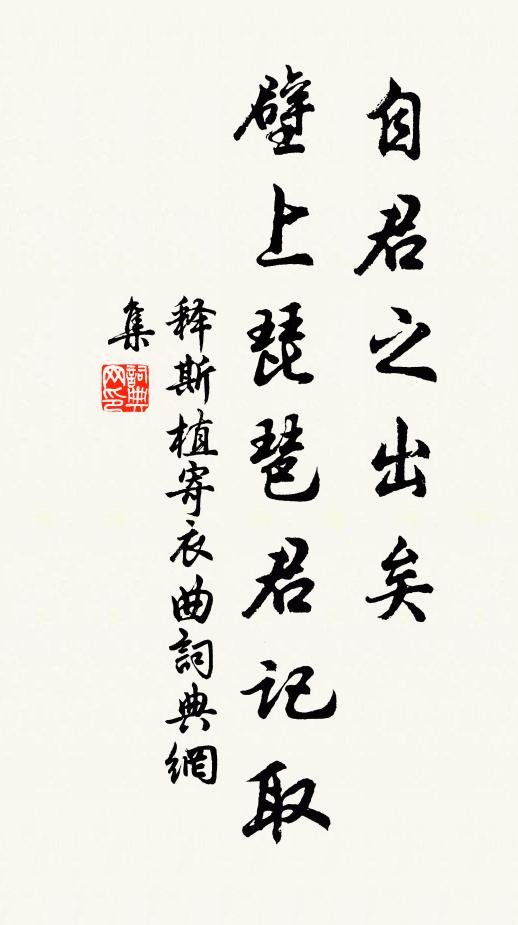 释斯植自君之出矣，壁上琵琶君记取书法作品欣赏