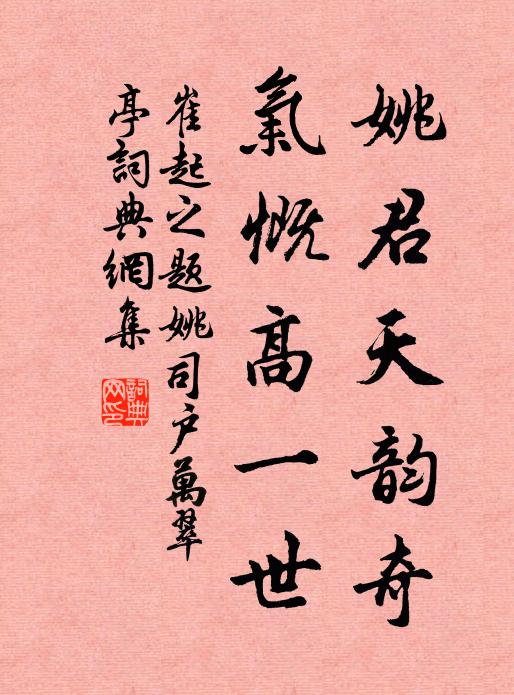 崔起之姚君天韵奇，气慨高一世书法作品欣赏