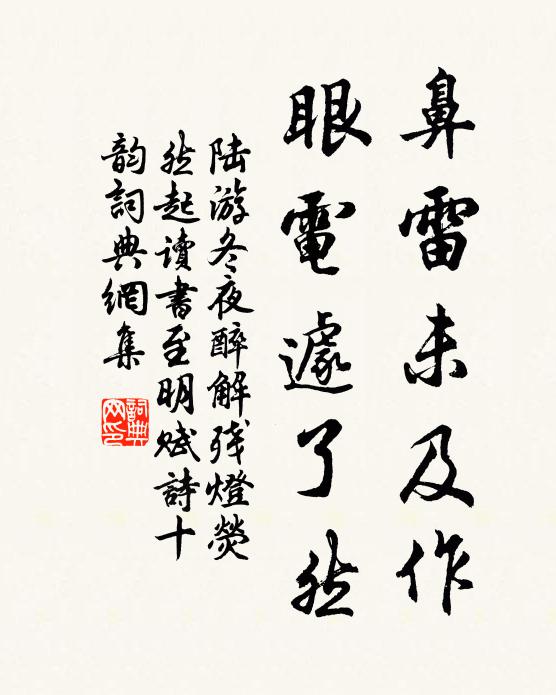 陆游鼻雷未及作，眼电遽了然书法作品欣赏