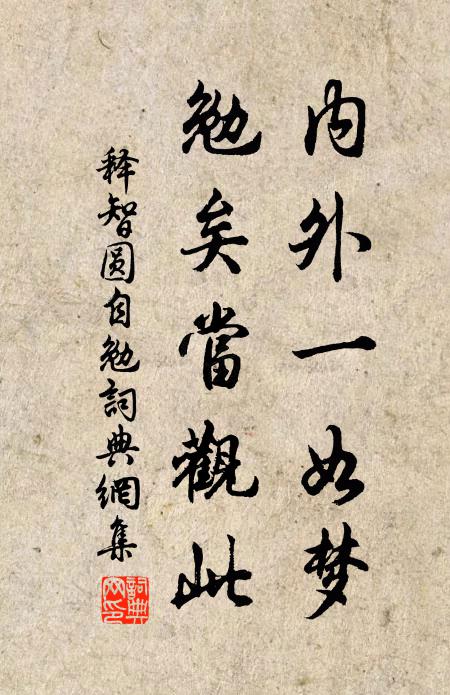 释智圆内外一如梦，勉矣当观此书法作品欣赏