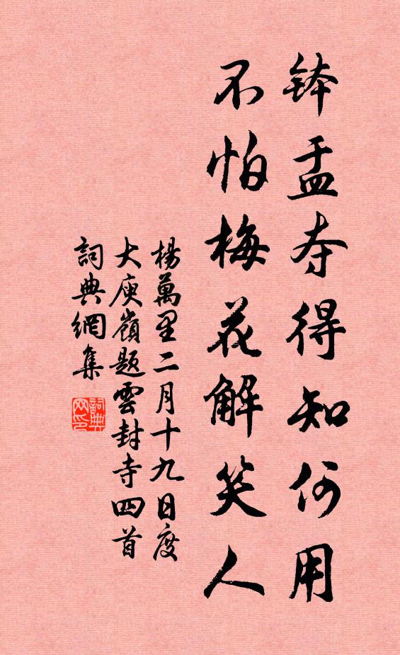 杨万里钵盂夺得知何用？不怕梅花解笑人书法作品欣赏