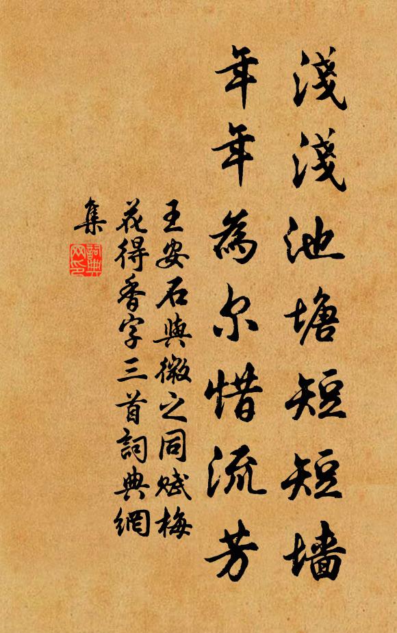 王安石浅浅池塘短短墙，年年为尔惜流芳书法作品欣赏