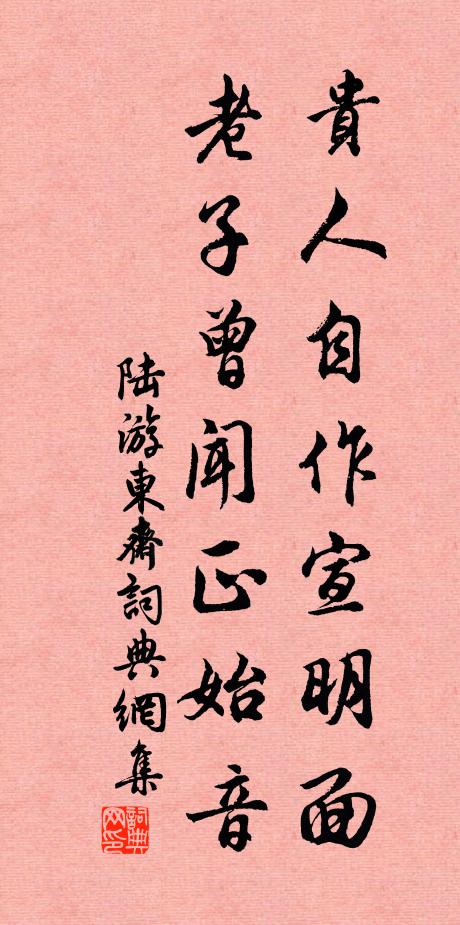 陆游贵人自作宣明面，老子曾闻正始音书法作品欣赏