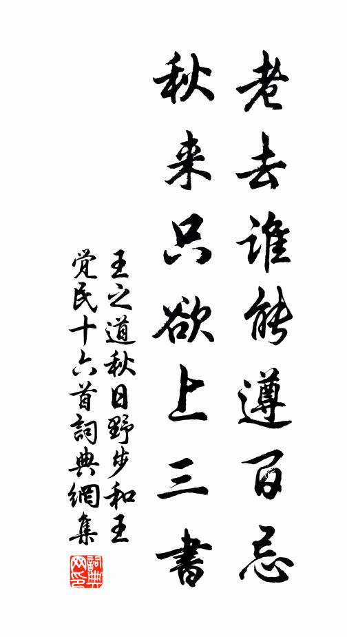 王之道老去谁能遵百忌，秋来只欲上三书书法作品欣赏