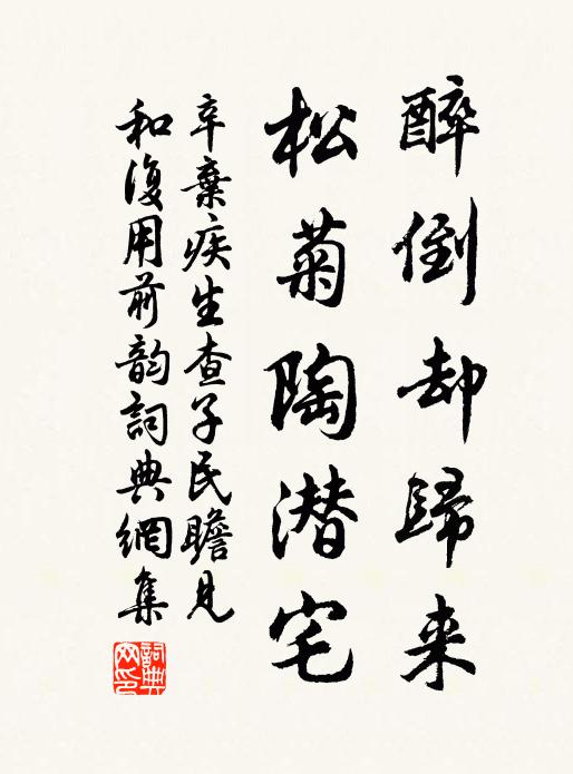 辛弃疾醉倒却归来，松菊陶潜宅书法作品欣赏