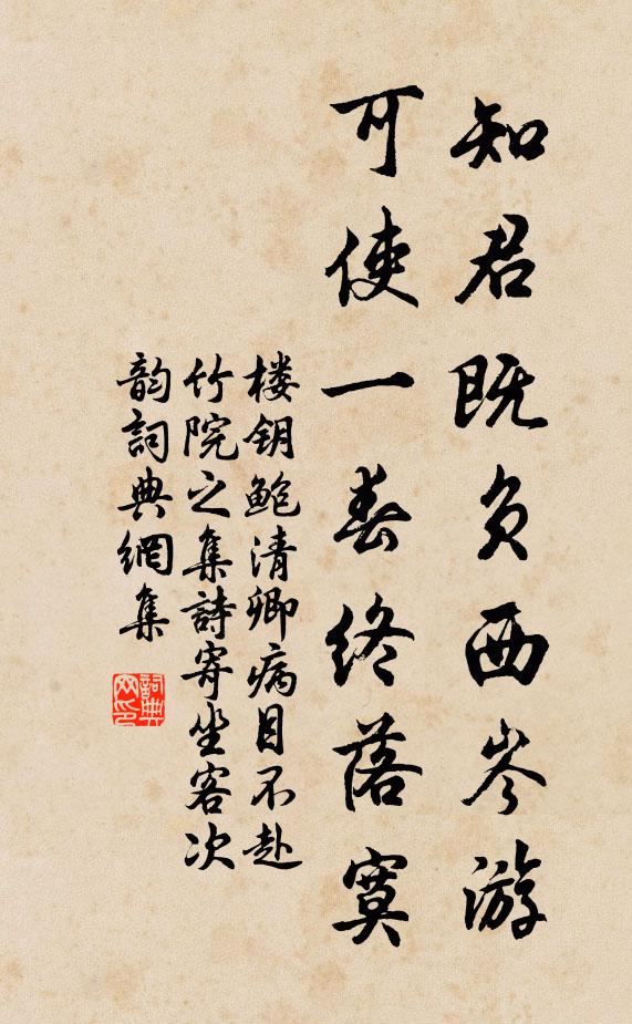 楼钥知君既负西岑游,可使一春终落寞书法作品欣赏