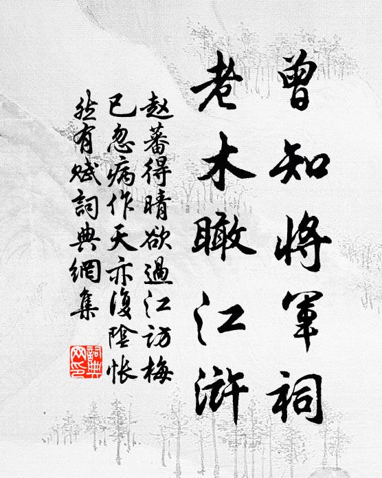 赵蕃曾知将军祠，老木瞰江浒书法作品欣赏