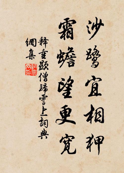 释重顯沙鹭宜相狎，霜蟾望更宽书法作品欣赏