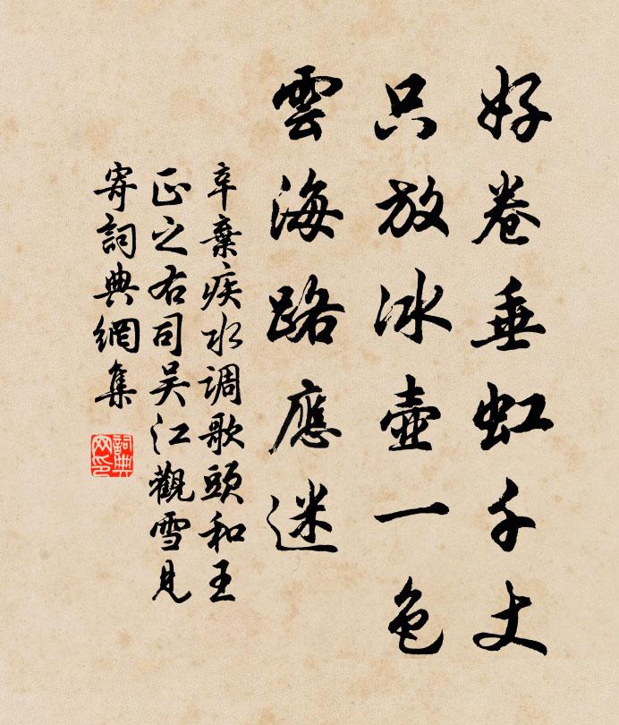 辛弃疾好卷垂虹千丈，只放冰壶一色，云海路应迷书法作品欣赏