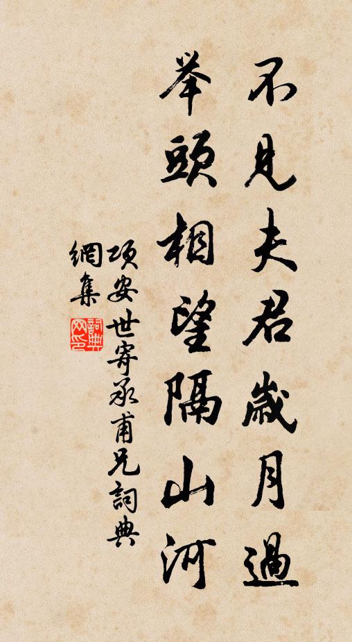 项安世不见夫君岁月过，举头相望隔山河书法作品欣赏