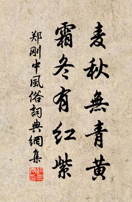 郑刚中麦秋无青黄，霜冬有红紫书法作品欣赏