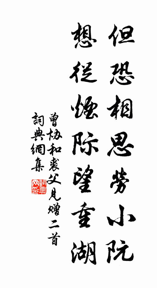 曾协但恐相思劳小阮，想从烟际望重湖书法作品欣赏