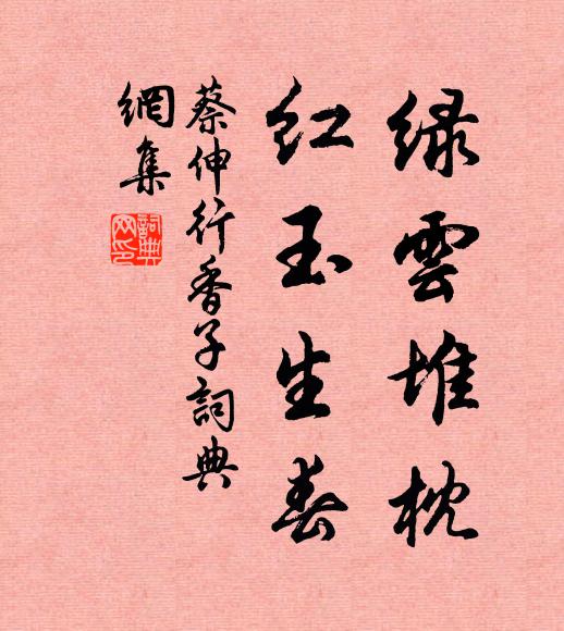 蔡伸绿云堆枕，红玉生春书法作品欣赏