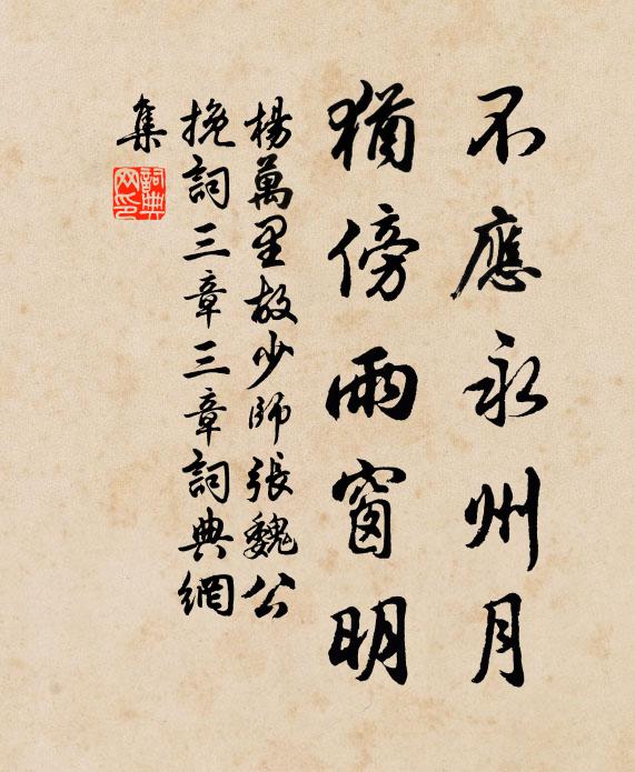 杨万里不应永州月，犹傍雨窗明书法作品欣赏