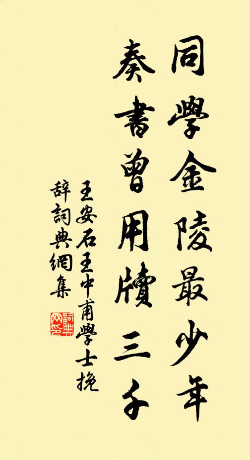 王安石同学金陵最少年，奏书曾用牍三千书法作品欣赏