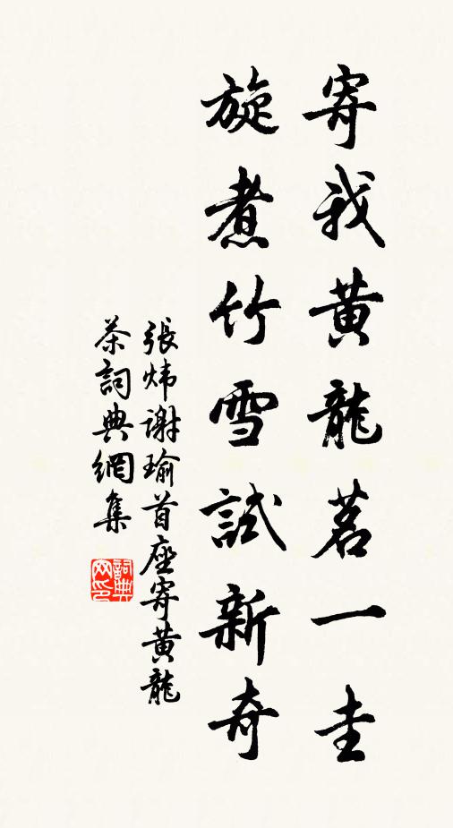 张炜寄我黄龙茗一圭，旋煮竹雪试新奇书法作品欣赏